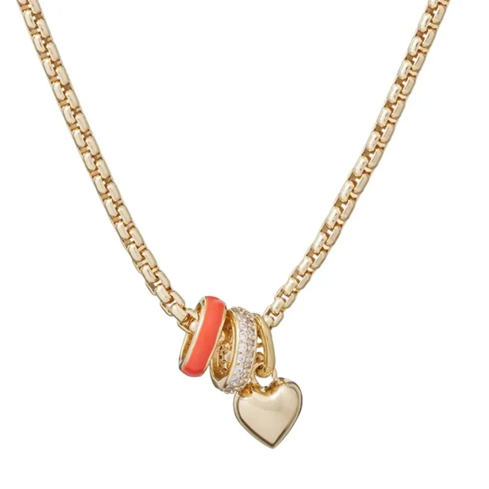 Roxanne Assoulin The Box Chain Charm Necklace Gold Puffy Heart